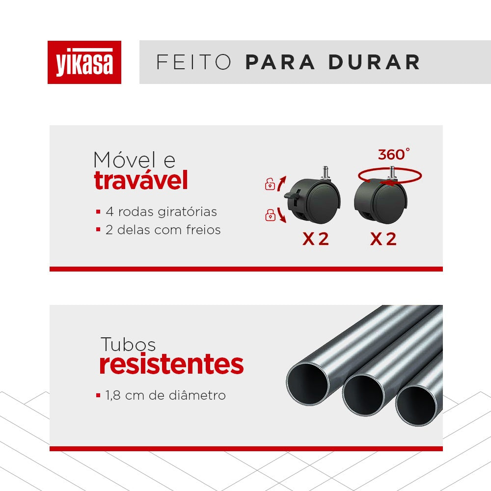 Varal De Chão Dobrável 3 Andares Preto Yikasa